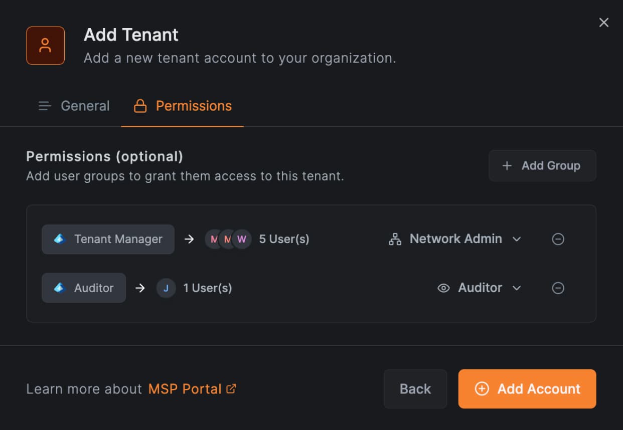 NetBird MSP Tenant Permission Management