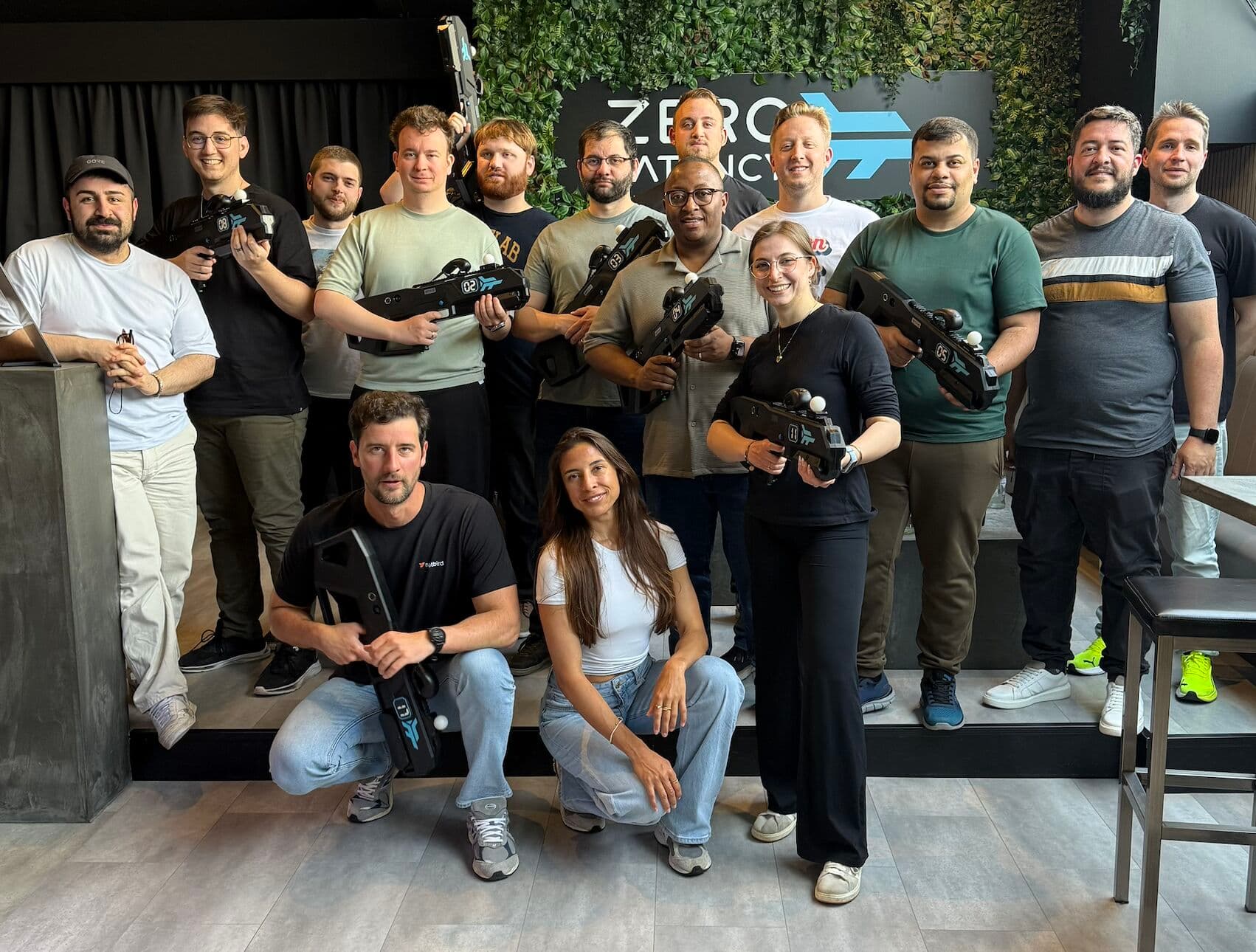 NetBird team at a laser tag offsite