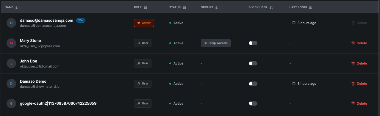 NetBird Updated Users and Groups