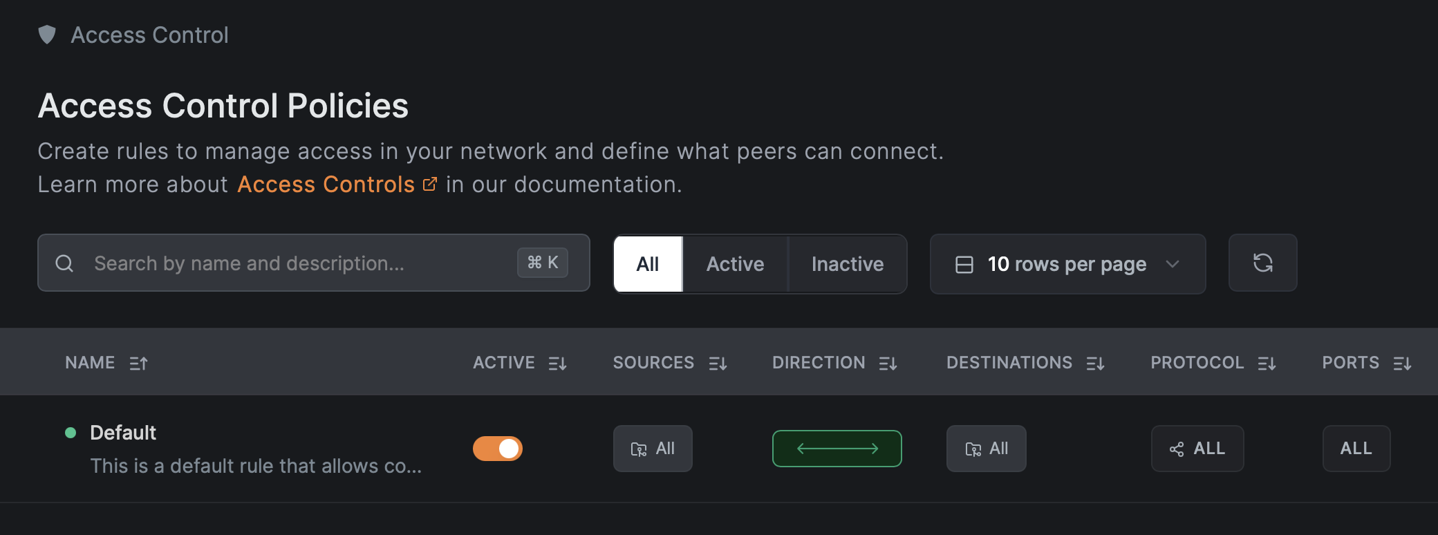 Default all-to-all policy in NetBird UI