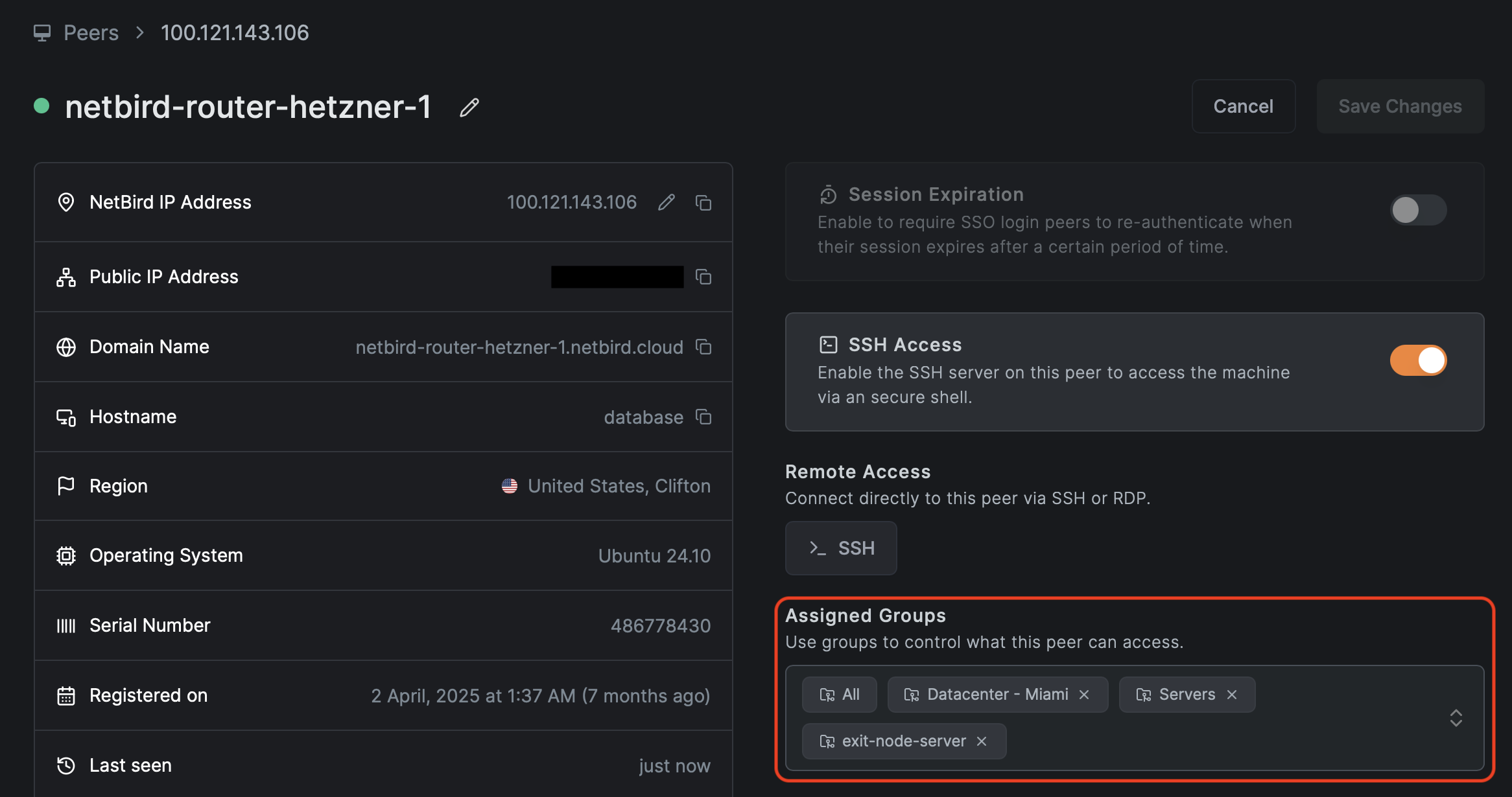 Peer groups for resource groups