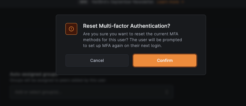 NetBird Reset MFA