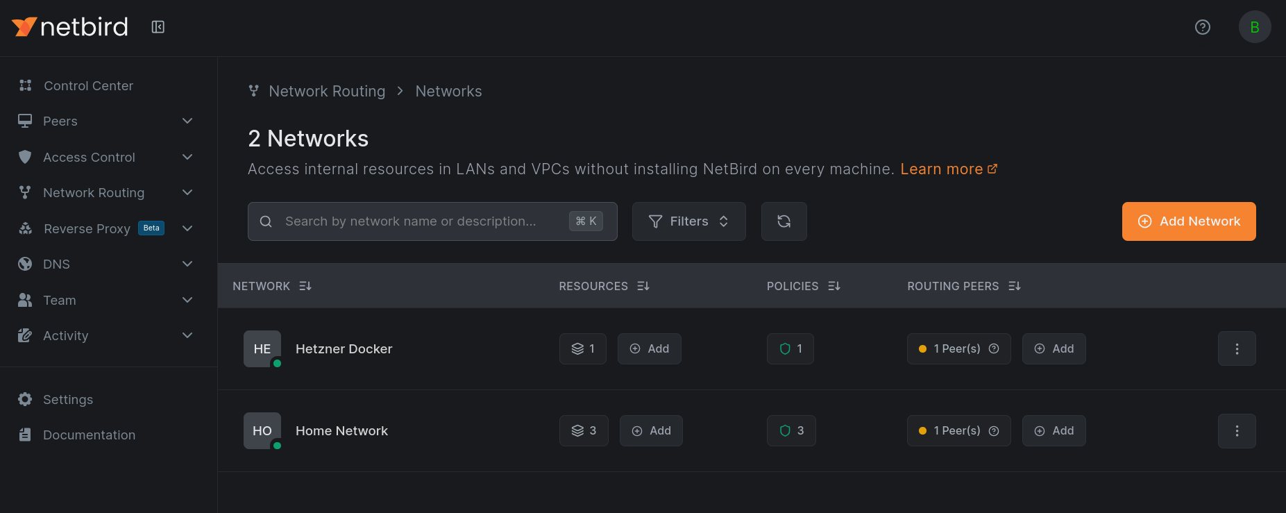 The simplified sidebar collapsed to its top-level sections