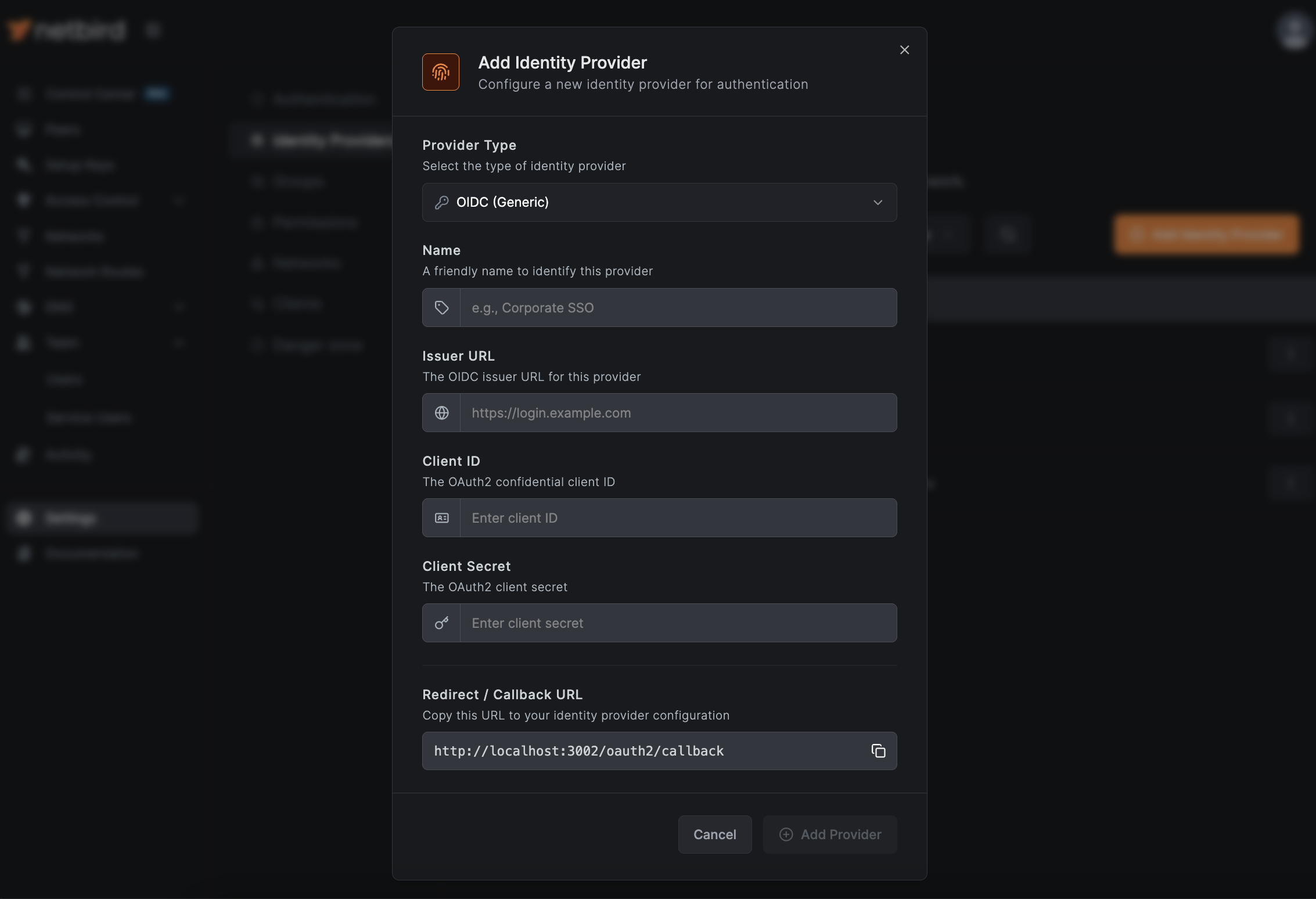 Add identity provider