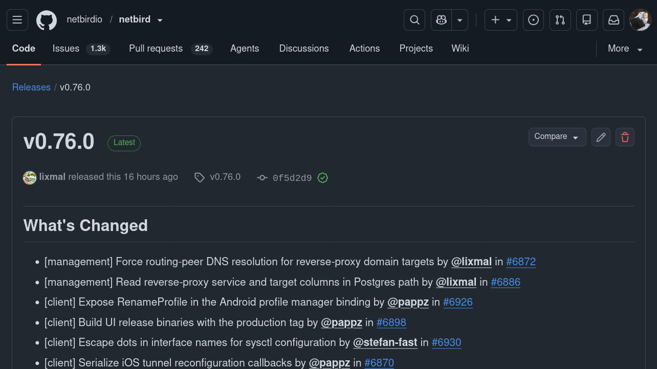 NetBird v0.76 release