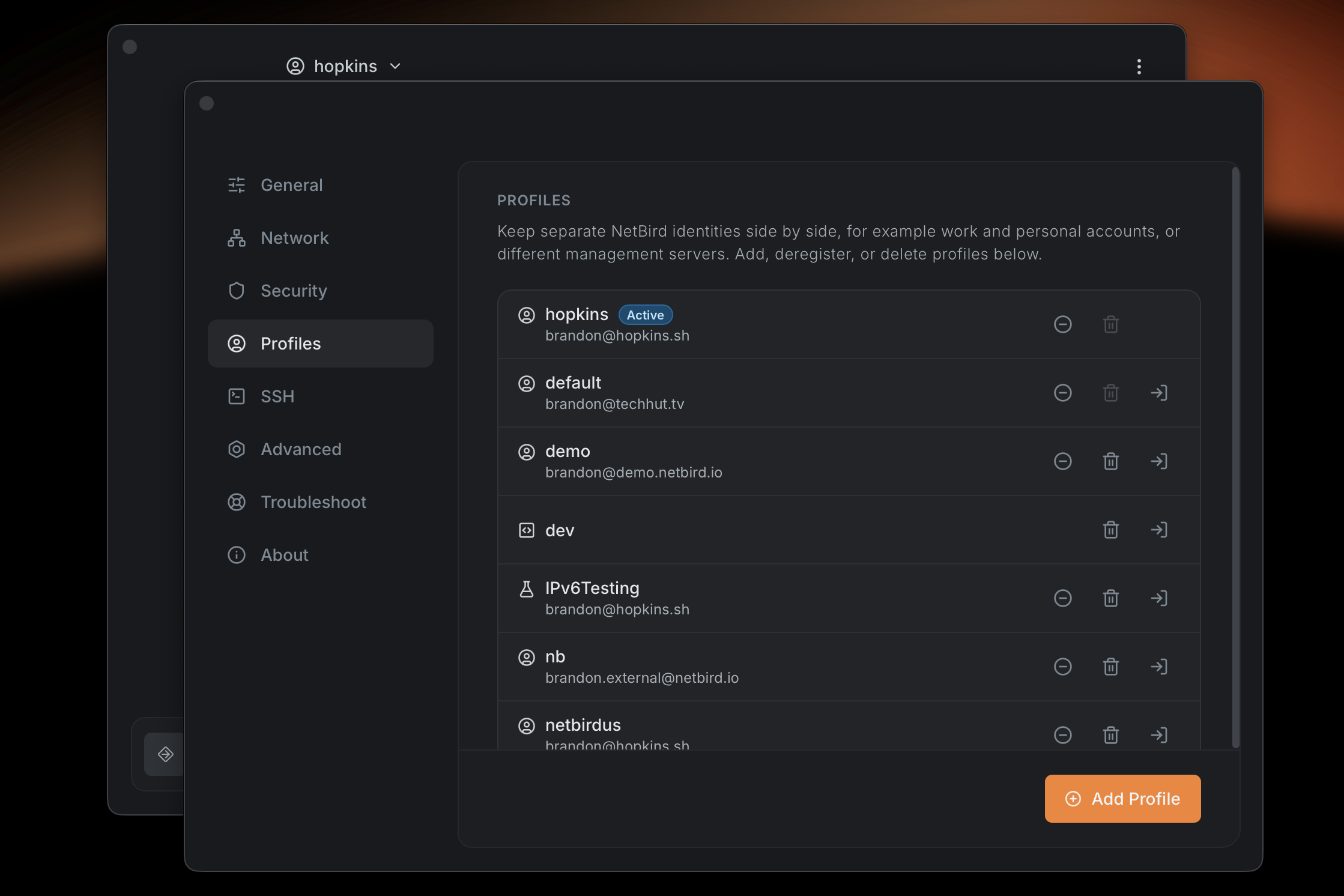 Editing and renaming a profile in the new desktop app