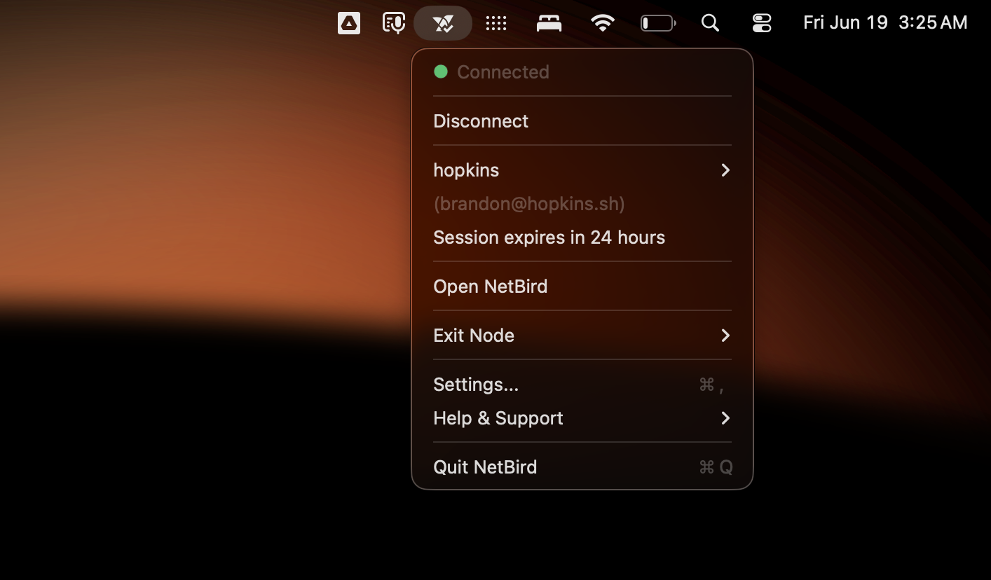 The NetBird system tray status indicator