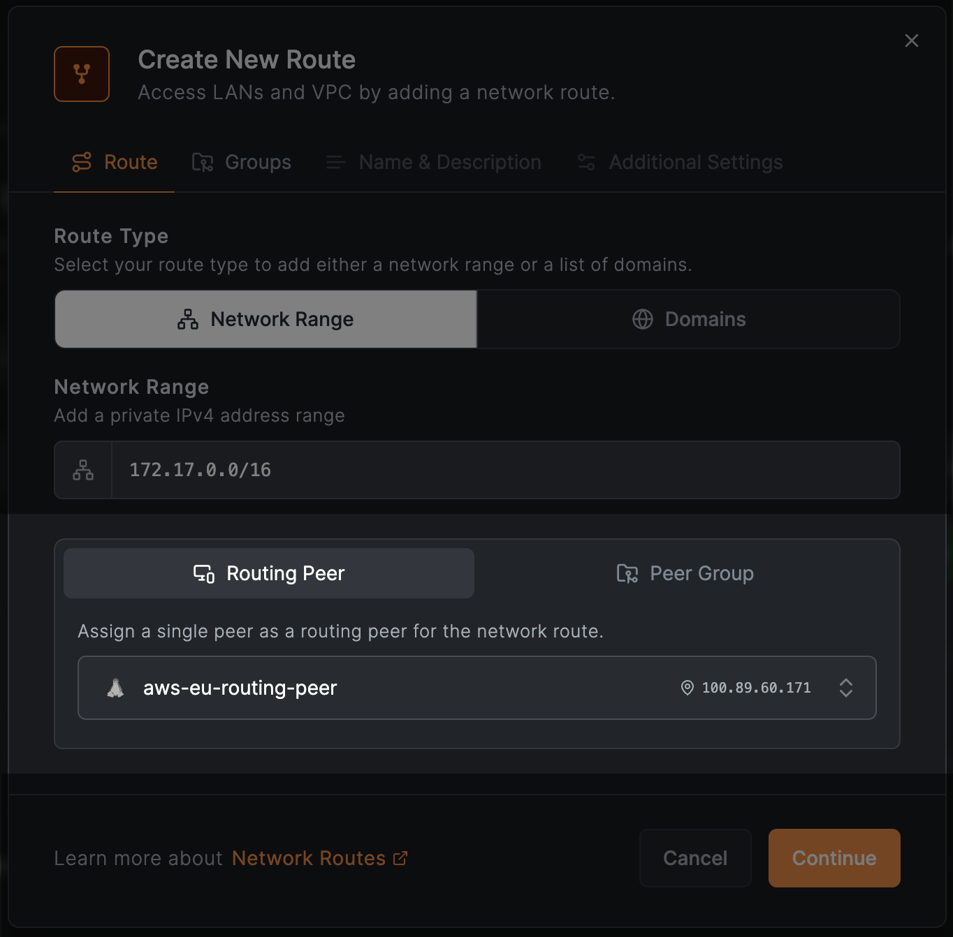 NetBird Network Routes Routing Peer