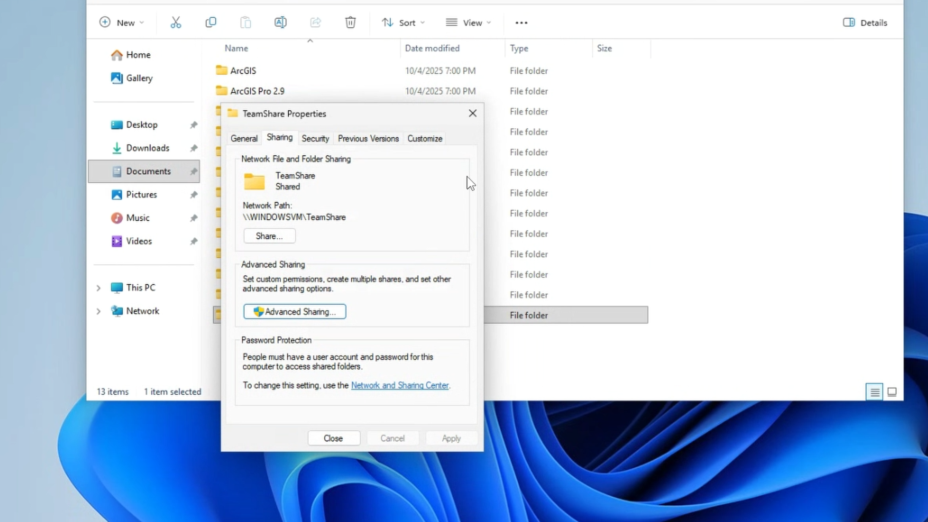Sharing Windows Folders