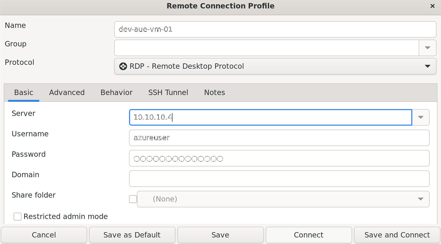 Configuring remote desktop parameters