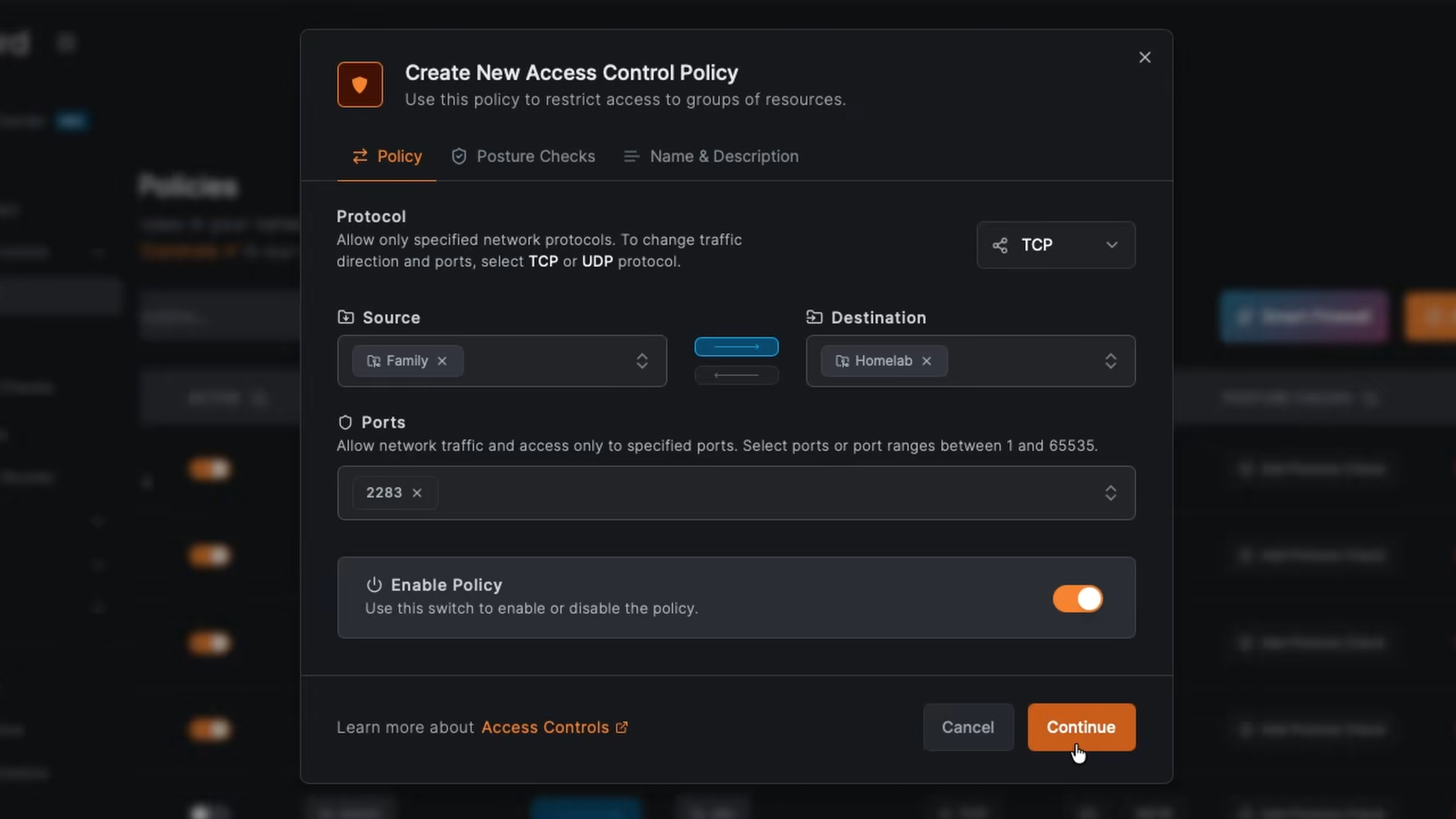 Immich NetBird policy