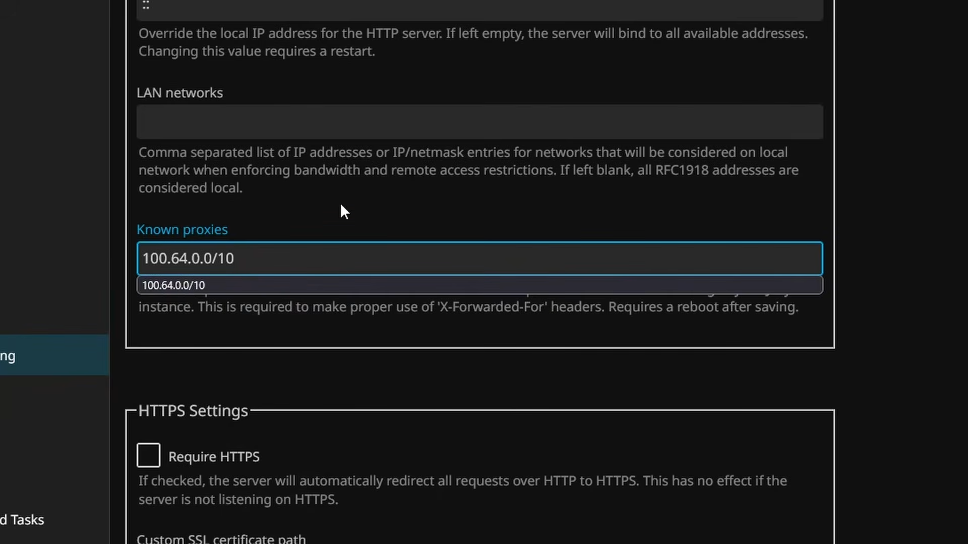 Adding NetBird IP range to Jellyfin known proxies