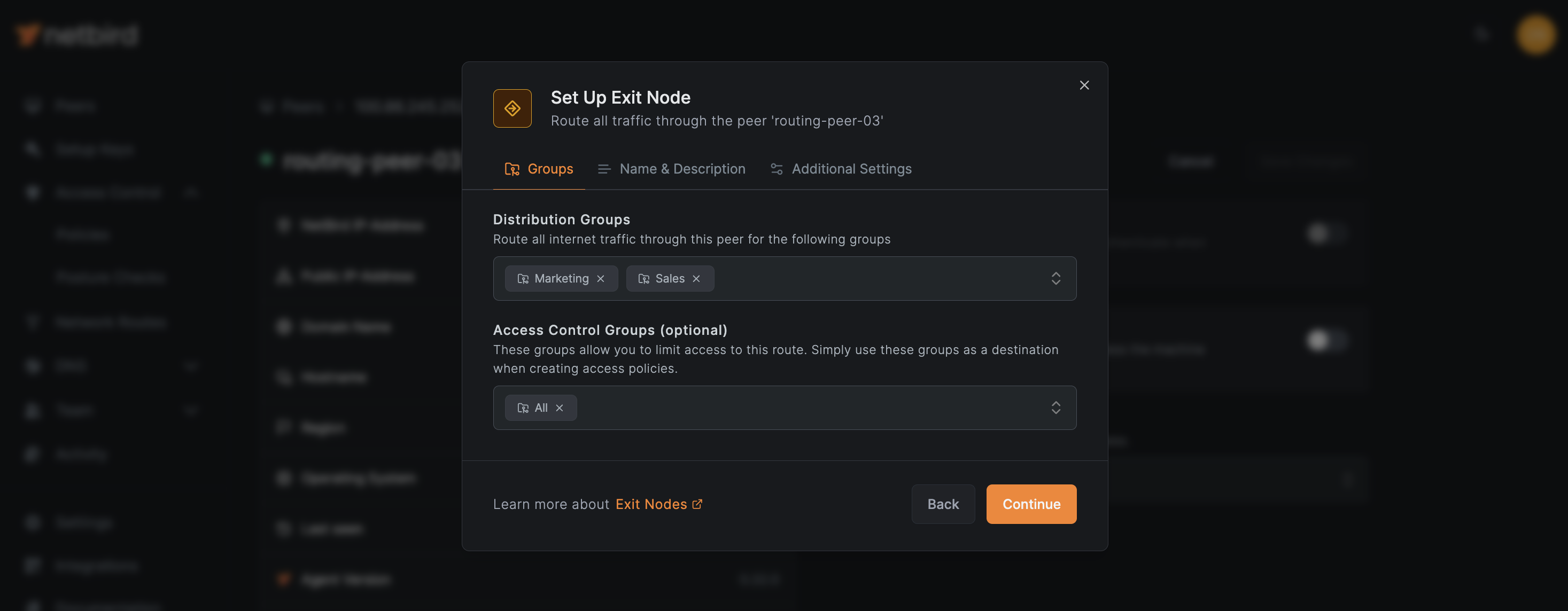 Configure Peer as Exit Node