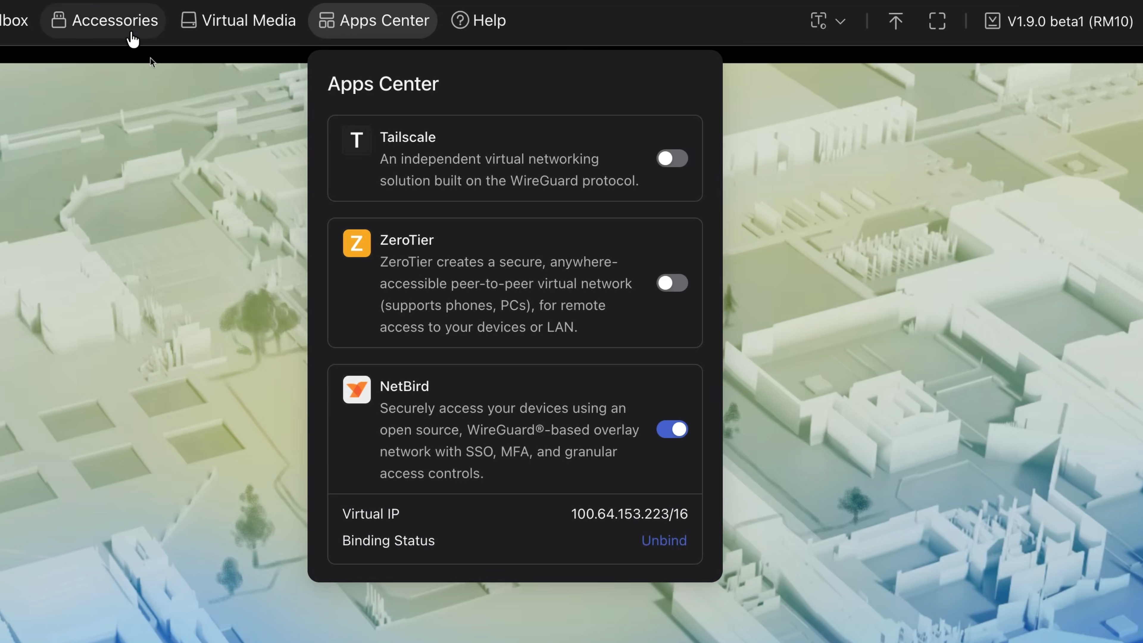 NetBird in the Comet Pro App Center