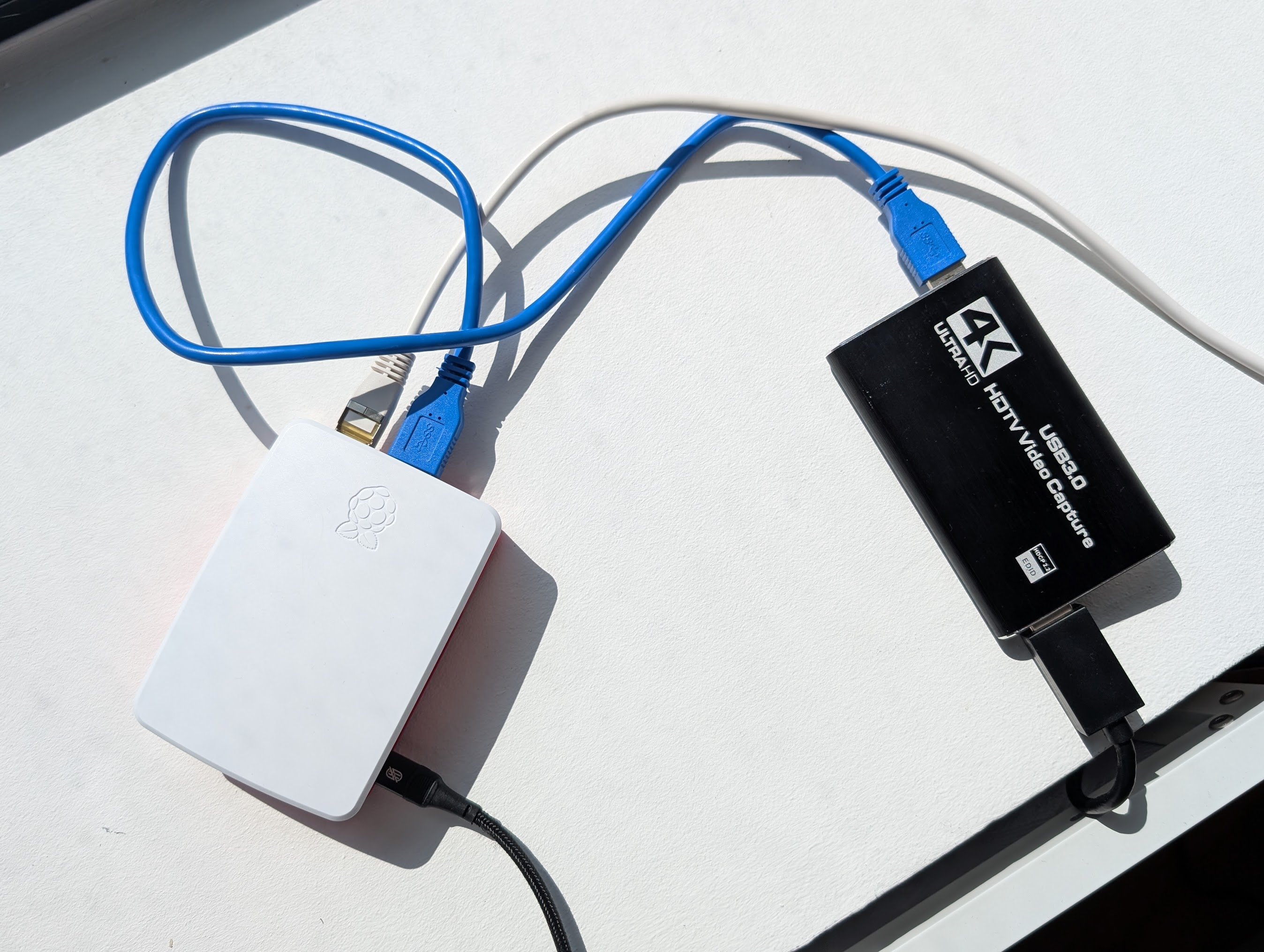 Raspberry Pi 4 with HDMI-USB capture dongle