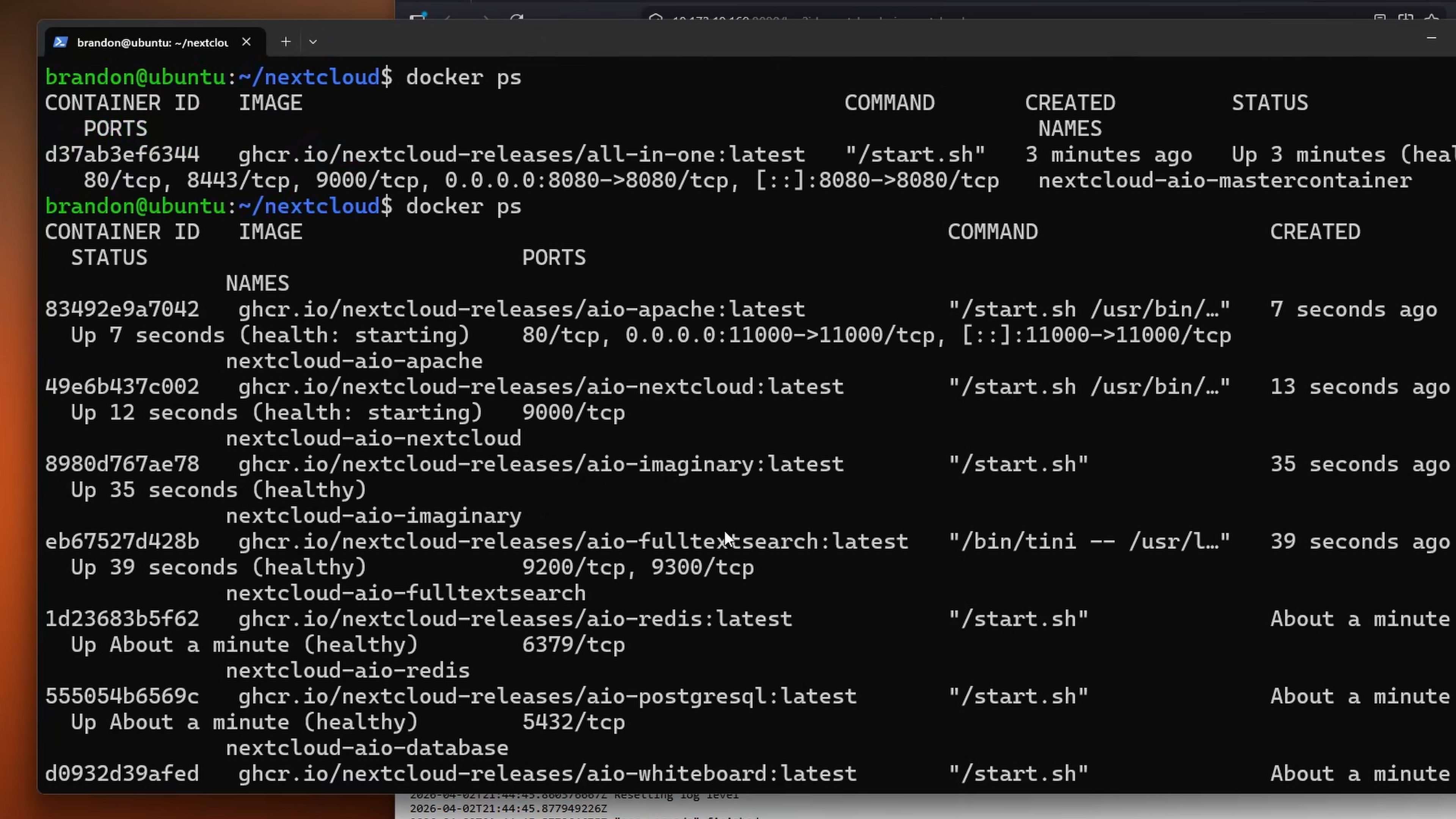 AIO Containers Running