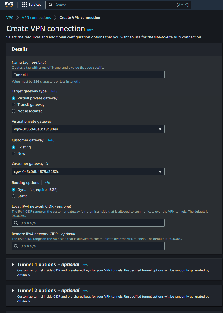 VPN configuration options