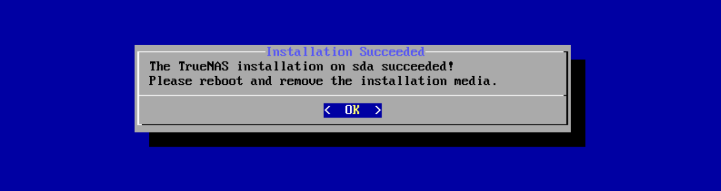 Installation done, reboot prompt