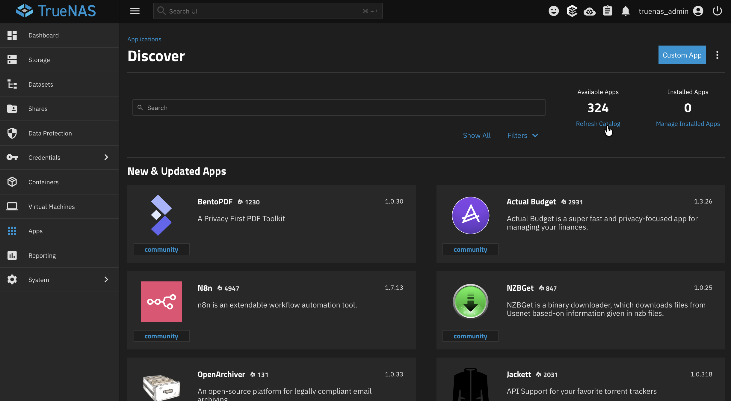 Refresh app catalog